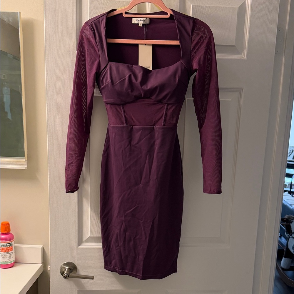 Chic Long Sleeve Purple Dress